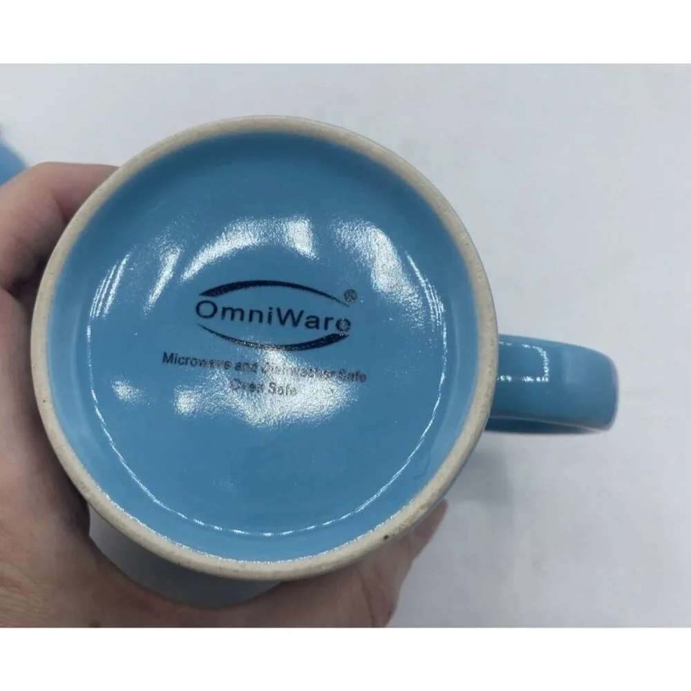 OmniWare Coffee Tea Mug With Lid Teapot Shaped Dish Blue Turquoise Minimalist